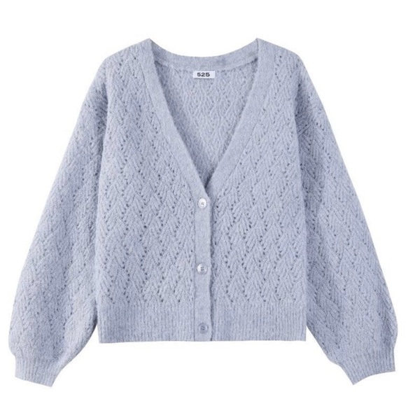 525 America Sweaters - 525 -Boucle Cardigan in Sea Wave Blue